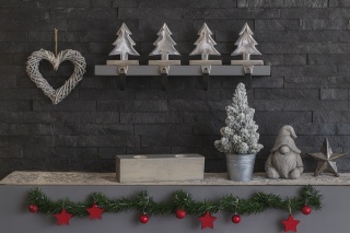 Świecznik drewniany na 2 podgrzewacze tealight srebrny