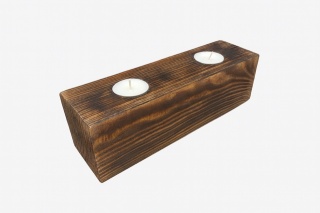 Świecznik drewniany na 2 podgrzewacze tealight