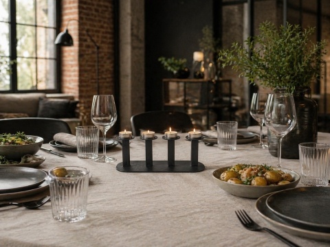 świecznik metalowy czarny loft