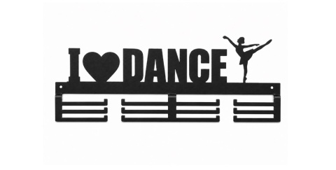 czarny wieszak na medale i love dance