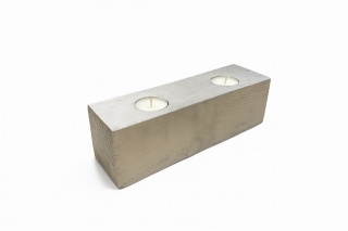 Świecznik drewniany na 2 podgrzewacze tealight srebrny