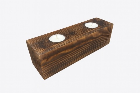 Świecznik drewniany na 2 podgrzewacze tealight