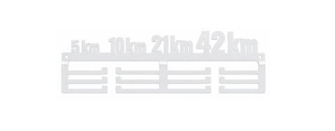 biały wieszak na medale 40cm maraton biegacz