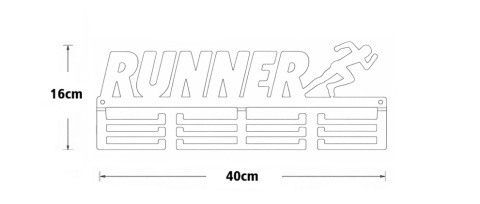 wieszak na medale 40 cm wymiary runner metalowy