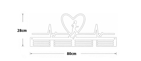 wieszak na medale rytm serca tętno 80 cm wymiary