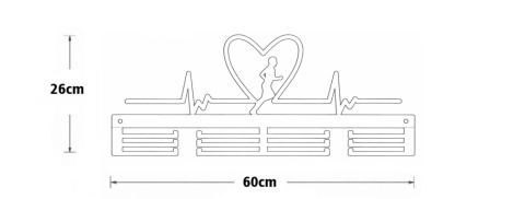 wieszak na medale rytm serca 60 cm wymiary
