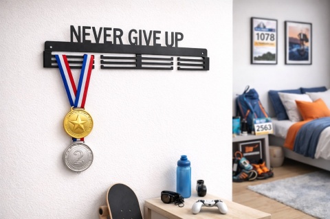 never give up 62cm dekoracja do pokoju czarny