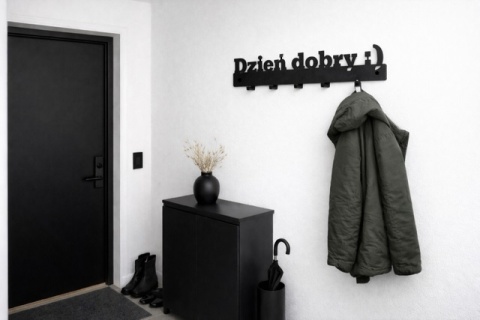 wieszak metalowy dzień dobry emotka dom przedpokój