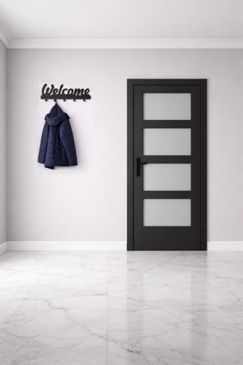 wieszak metalowy welcome aranżacja nowoczesna