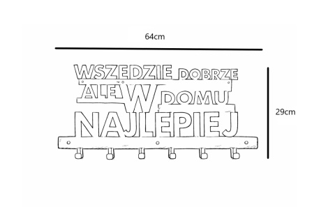 Wieszak na ubrania do przedpokoju metalowy Wszędzie dobrze ale w domu naj
