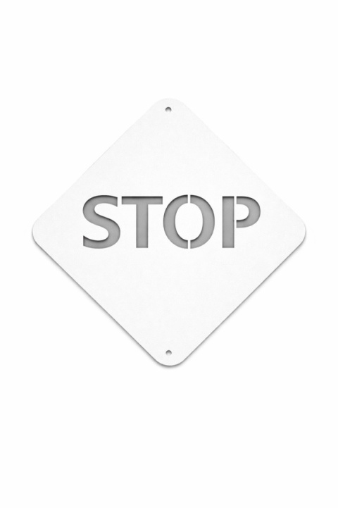 znak metalowy stop biały